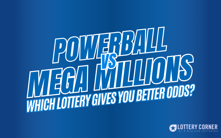 Powerball and Mega Millions names on a blue background, the two national games whose odds the guide compares